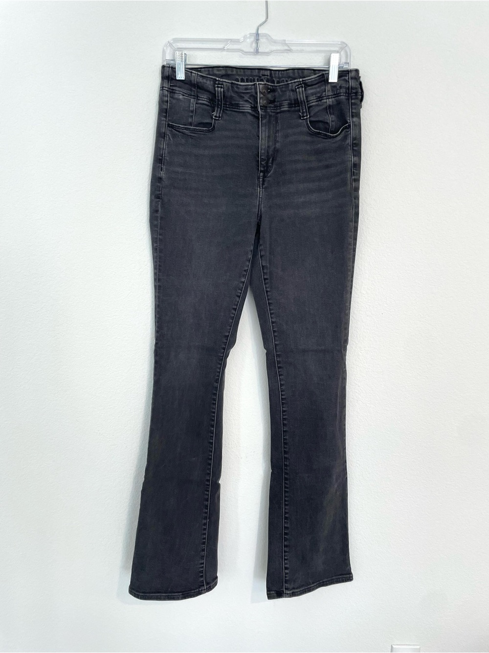 American Eagle Outfitters Women's 10 Long Charcoal Flare Jeans